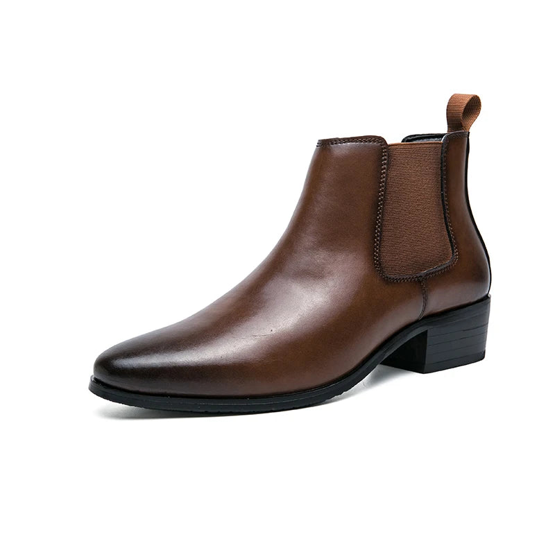 Genuine Leather Designer Men's Dress Shoe-Luxury Office and Casual Ankle Boot Footwear