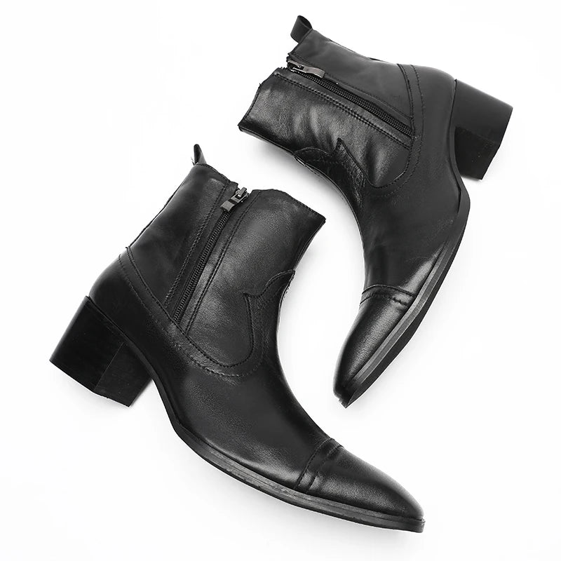 Fashion  Pointed Toe Ankle Boots , Real Leather Man Dress Boots