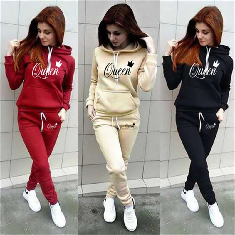 Hot women's 2- women's hooded sportswear suit clothes hoodie+sweatpants