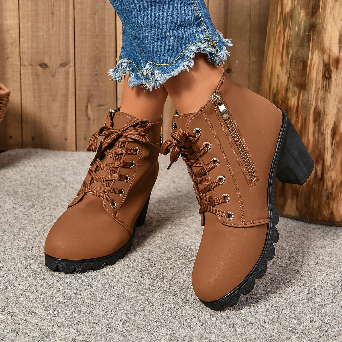 Women High Heel Ankle Boots Autumn Winter Woman Fashion Shoes Short Boot