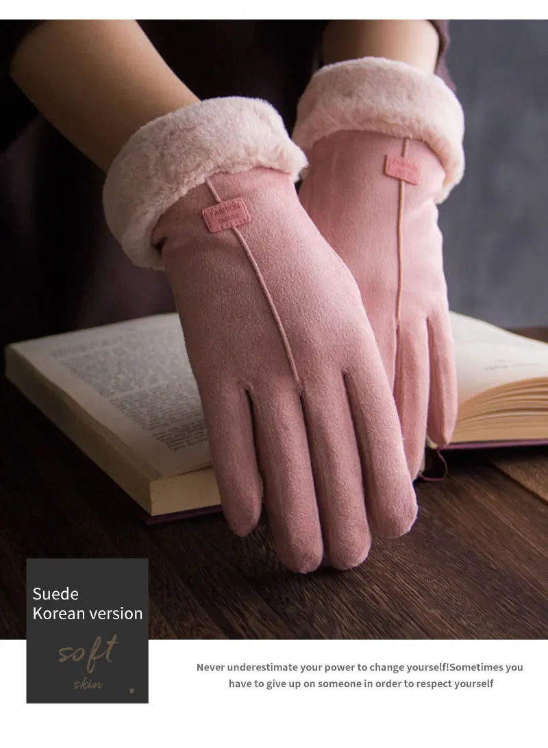 New Fashion Gloves Autumn Winter Cute Furry Warm Mitts Full Finger Gloves
