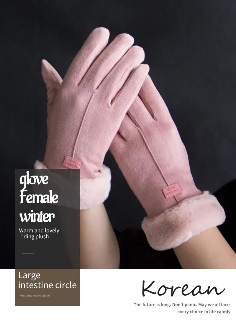 New Fashion Gloves Autumn Winter Cute Furry Warm Mitts Full Finger Gloves