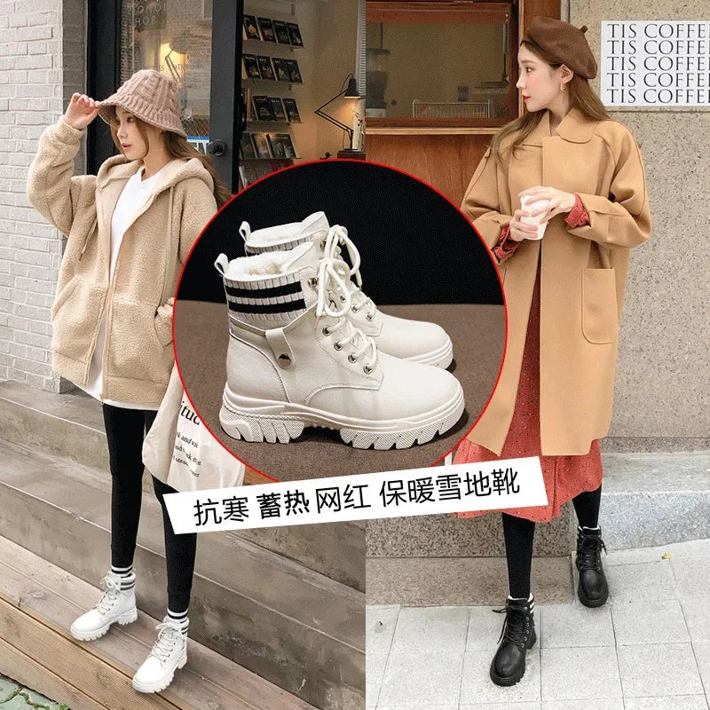 Women Ankle Boots Shoes Plush Warm Winter Fur Shoes Women Sneakers Botas De Mujer