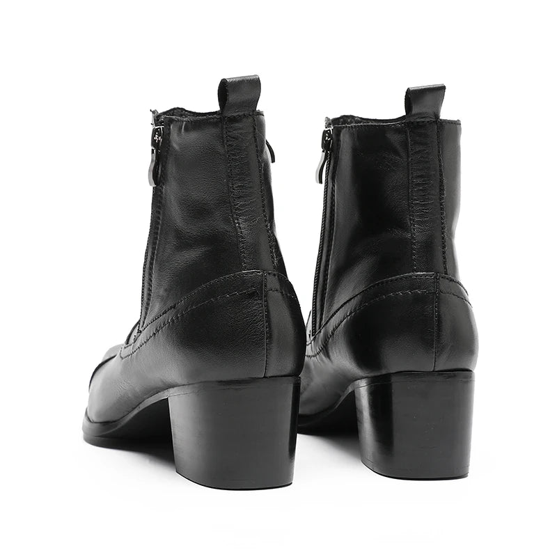 Fashion  Pointed Toe Ankle Boots , Real Leather Man Dress Boots
