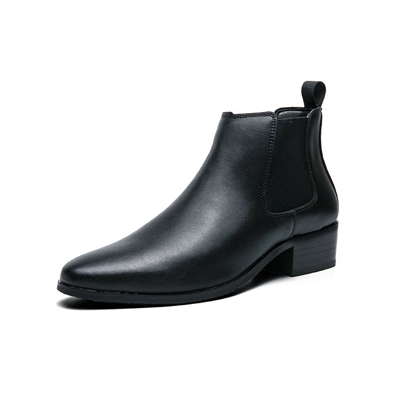 Genuine Leather Designer Men's Dress Shoe-Luxury Office and Casual Ankle Boot Footwear