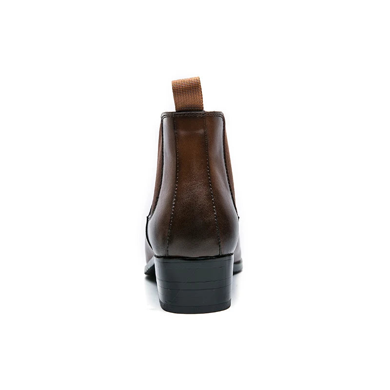 Genuine Leather Designer Men's Dress Shoe-Luxury Office and Casual Ankle Boot Footwear