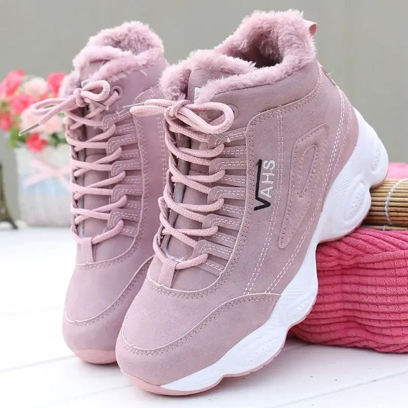 New Winter Thick-soled Women's Sneakers Warm Plus Velvet Cotton Shoes Height-increasing