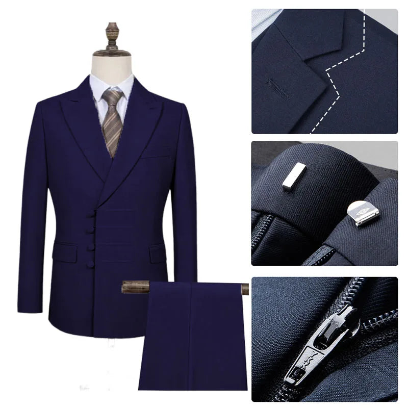 Tailor-made Suits Men's business suit 2 piece set Beige Blazers Suit Pants Suit Jackets White groom's wedding suit set