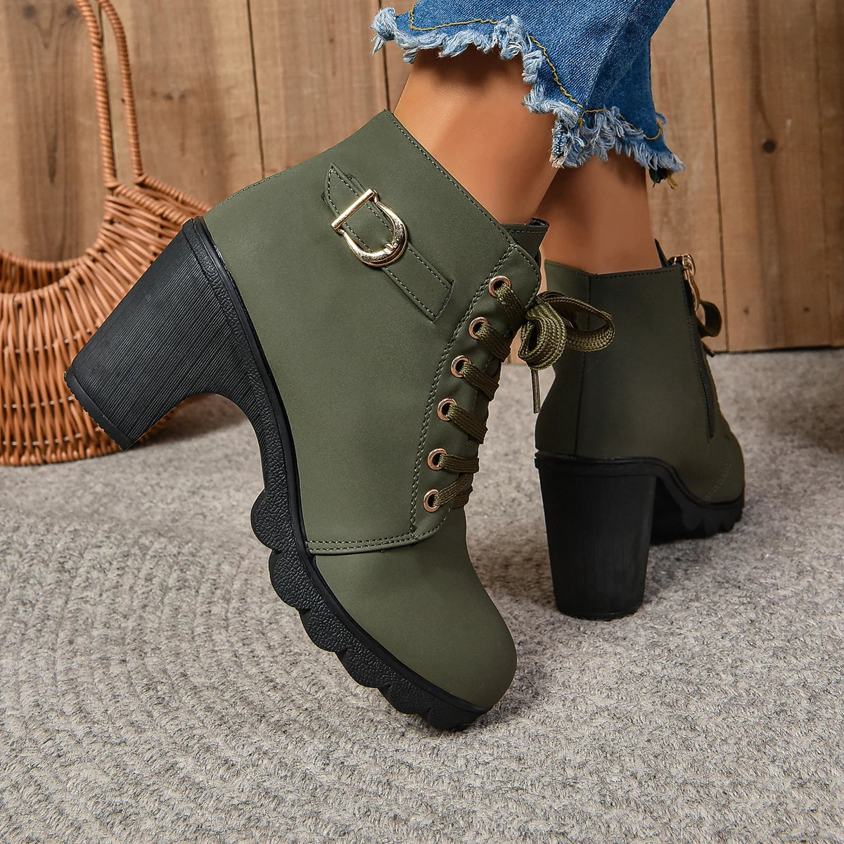 Women High Heel Ankle Boots Autumn Winter Woman Fashion Shoes Short Boot