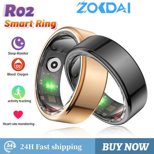 Zordai 2024 R02 Smart Ring For XIAOMI Military Grade Titanium Steel Shell Health Monitoring IP68 3ATM Waterproof For Android IOS