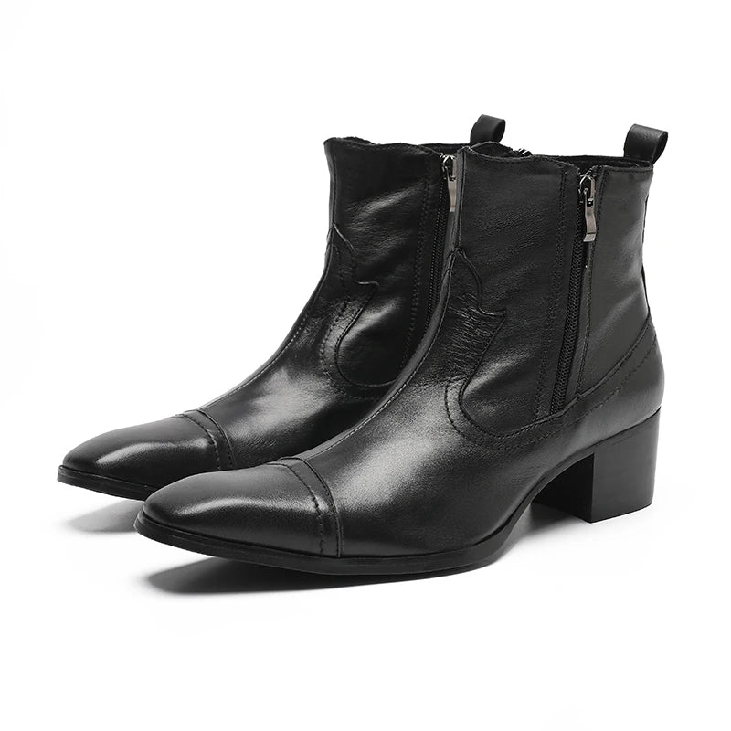 Fashion  Pointed Toe Ankle Boots , Real Leather Man Dress Boots