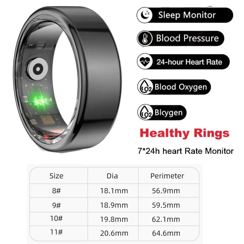 Zordai 2024 R02 Smart Ring For XIAOMI Military Grade Titanium Steel Shell Health Monitoring IP68 3ATM Waterproof For Android IOS